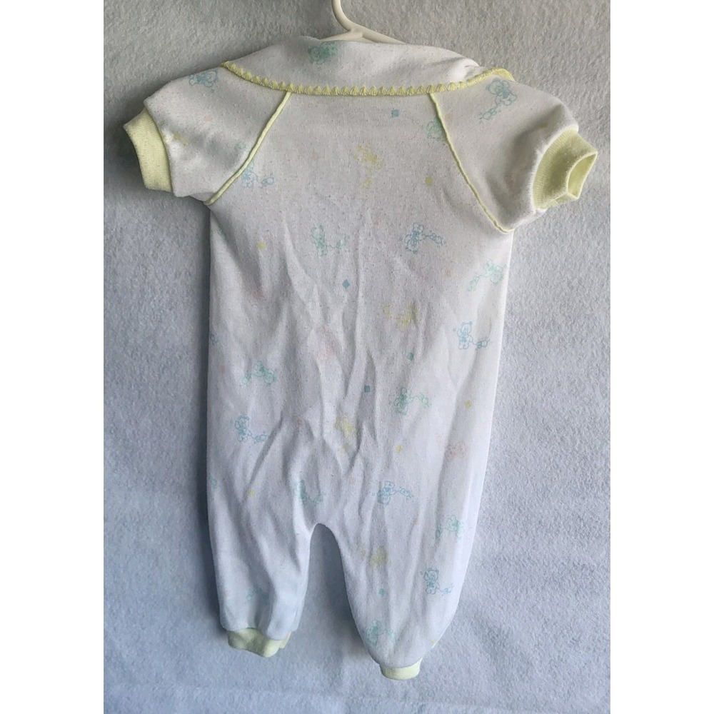 vintage sasson baby romper sleeper play outfit white yellow neutrals‎ medium - Picture 5 of 9